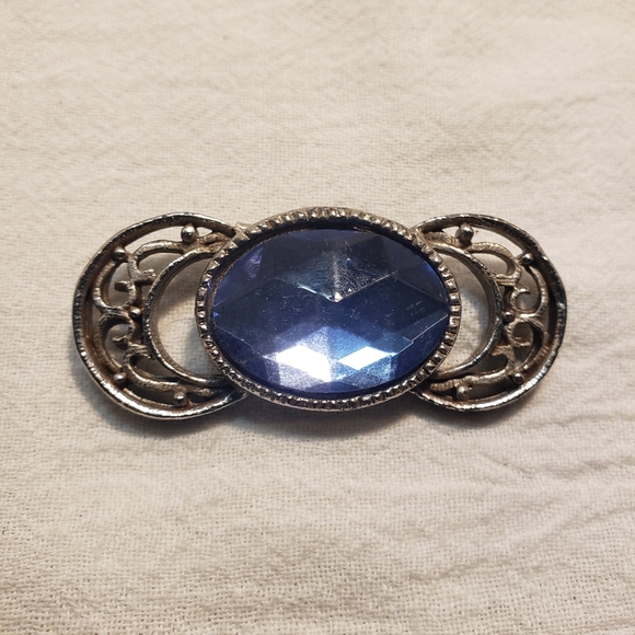 Vintage  ©️ Pisces Blue Glass pendant and Silvertone Brooch by Enrique L. Lopez - Picture 2 of 7